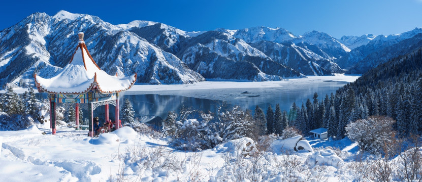 新疆 天池雪景 天山风光