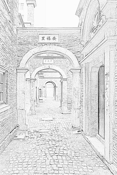 上海石庫門線描（未分層）