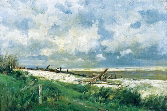 海滩风景油画