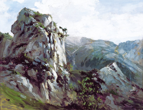 山脈風(fēng)景油畫