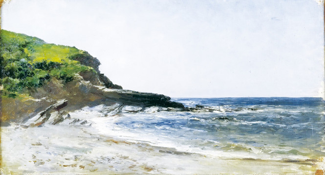 海岸线风景油画