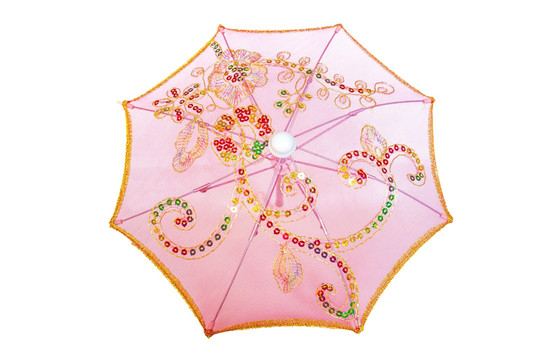 粉红色贴片袖珍装饰纱伞