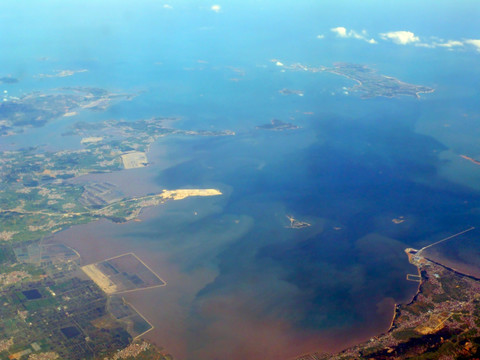 台湾海峡兴化湾一带航拍