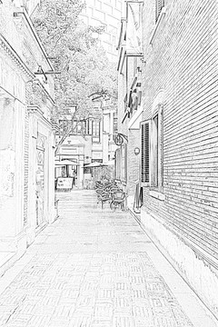上海老弄堂線描（未分層）
