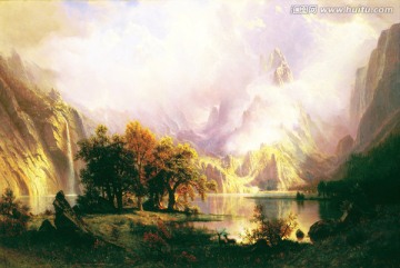 黄石公园 风景油画