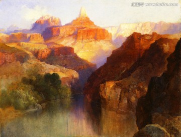 红河谷风景油画