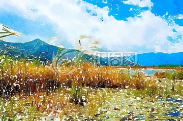 水彩山水风景画