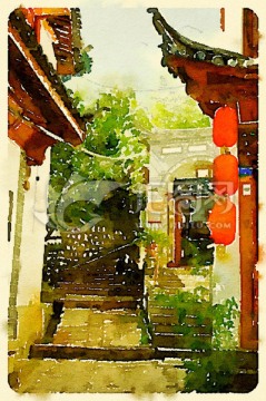 麗江古鎮(zhèn) 水彩寫生
