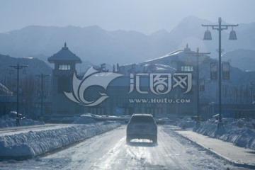 新疆天池冬日雪景