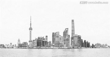 上海外灘 線描效果