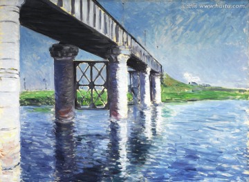 小桥流水 风景油画