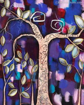 平安树抽象油画