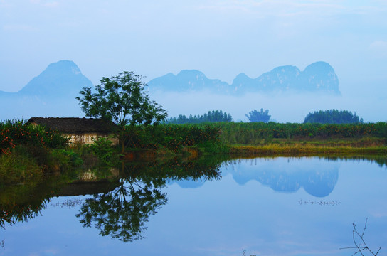 湖泊 清晨