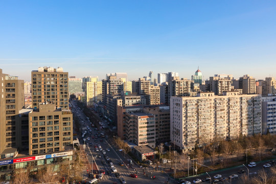北京车公庄大街俯瞰 北京街道