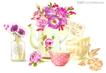 茶壺與花