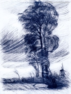 梵高素描 景觀暴風(fēng)雨天氣