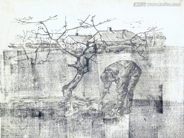 梵高素描 一棵苹果树