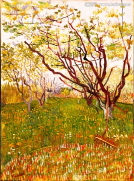 梵高風(fēng)景畫 開花的果園