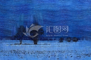 電腦油畫(huà) 雪原之樹(shù)