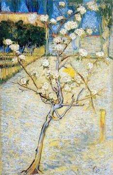 梵高風景畫 開花的果園