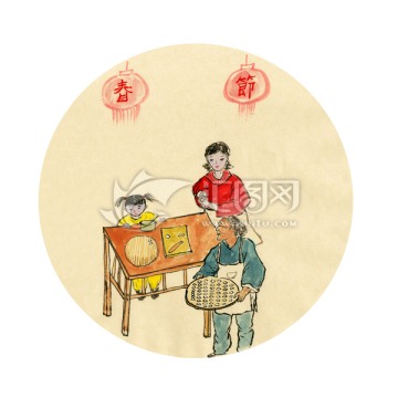 國(guó)畫(huà)過(guò)新年 包餃子