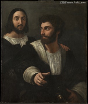 油画 画家与友人肖像
