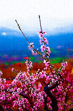 桃花枝 裝飾畫