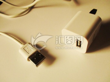USB插头和USB线 特写实拍