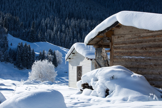 雪后木屋