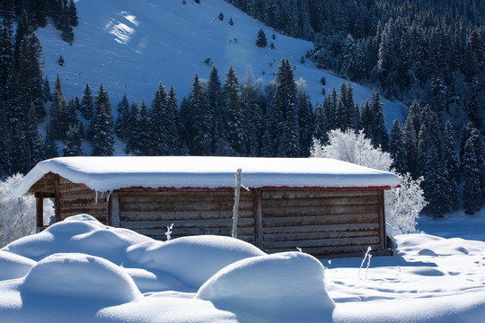雪后木屋