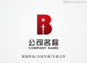红色B字母logo 标志设计