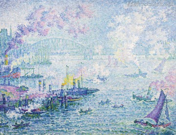 歐式點(diǎn)彩抽象風(fēng)景油畫