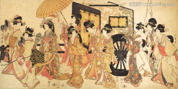 高清橫幅仕女浮世繪