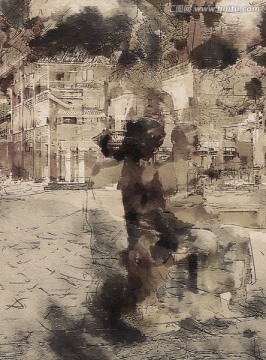 復(fù)古背景畫