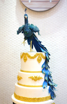 蓝孔雀蛋糕造型