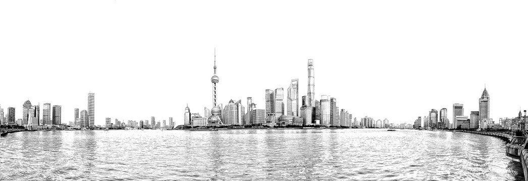 上海浦東全景線描（未分層）