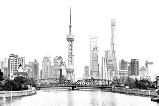上海外灘線描（未分層）