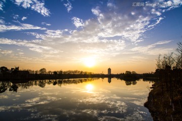 太湖国家湿地公园日落