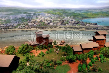 河流 木屋 船 风景