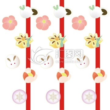 兔子 花朵 條紋