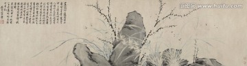 羅聘 水仙竹石圖