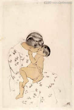 親吻的母子