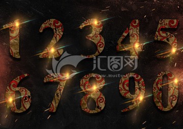 中式數(shù)字字體PSD分層