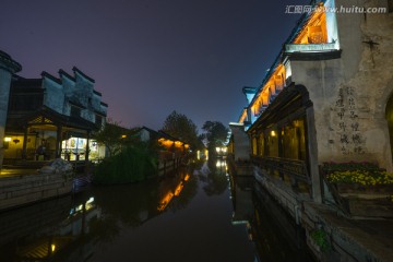 南浔古镇夜景 白墙灰瓦