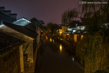 南浔古镇夜景 小河