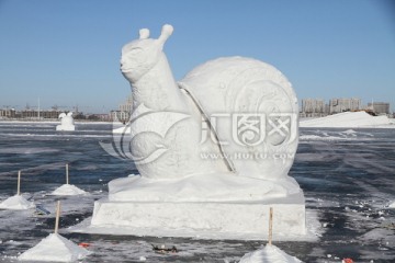 雪雕 蜗牛