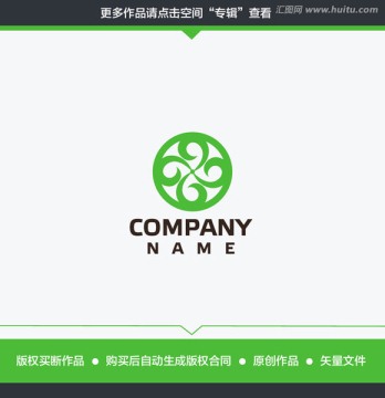 数字6 花朵标志 药店LOGO