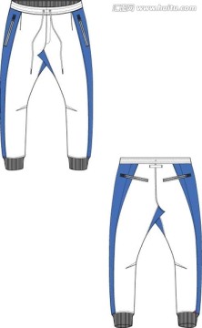 藍(lán)白拼接褲