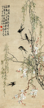 李復(fù)堂 桃花柳燕圖 未分層