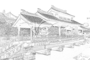 江南古鎮(zhèn)線描 TIF（未分層）